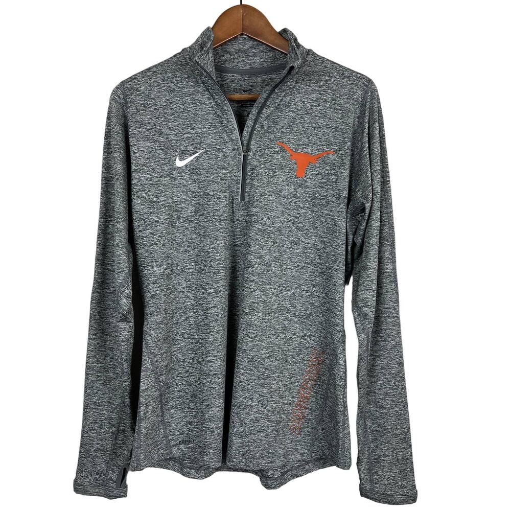 Nike Dri Fit Quarter Zip Pullover Long Sleeve Grey Longhorns - L